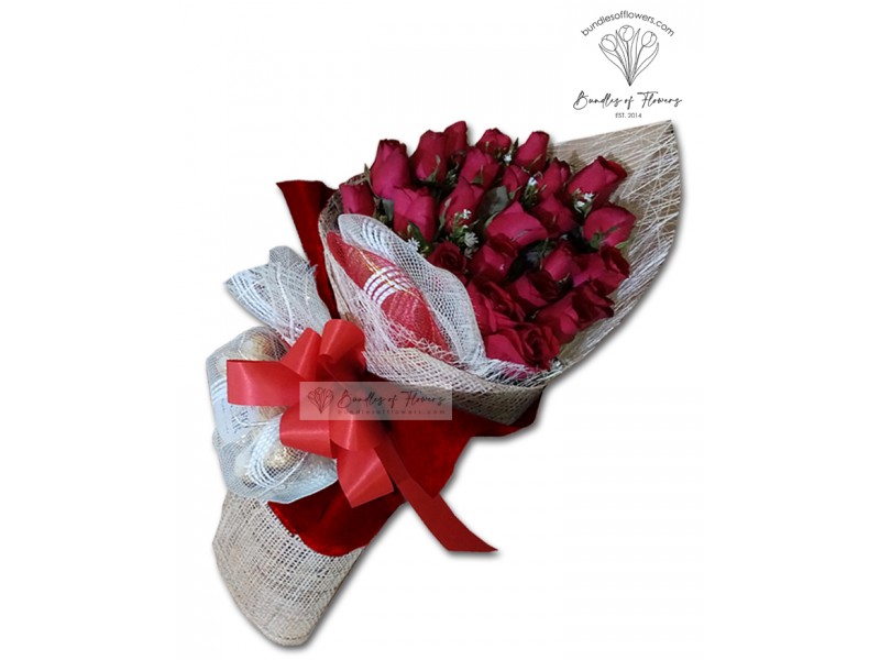 24 Red Roses with choco